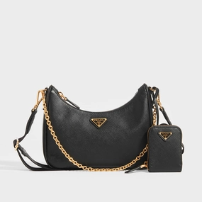 Hobo Re-edition 2005 Saffiano Leather Crossbody in Black