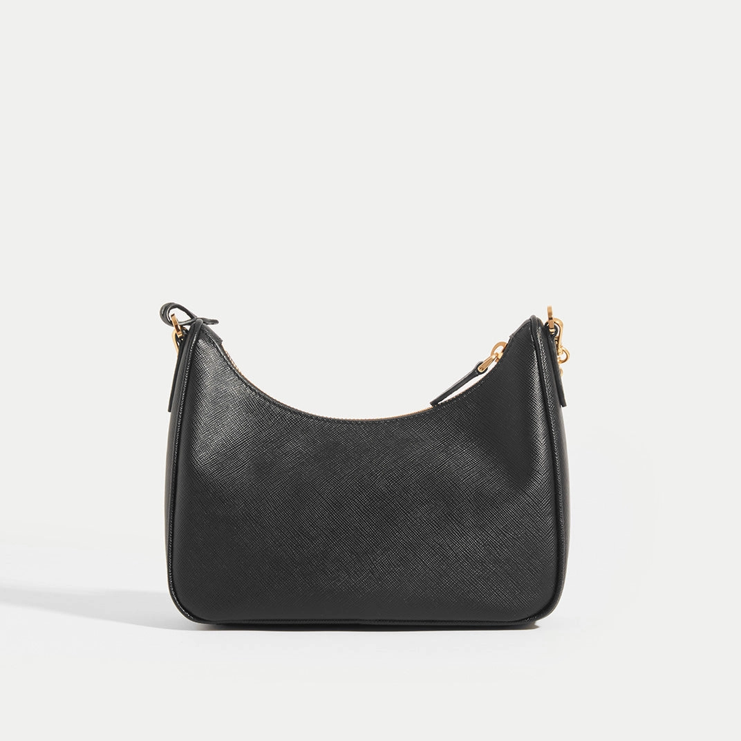 Hobo Re-edition 2005 Saffiano Leather Crossbody in Black