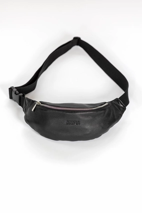 HOOPLA LEATHER CROSSBODY BUM BAG BLACK