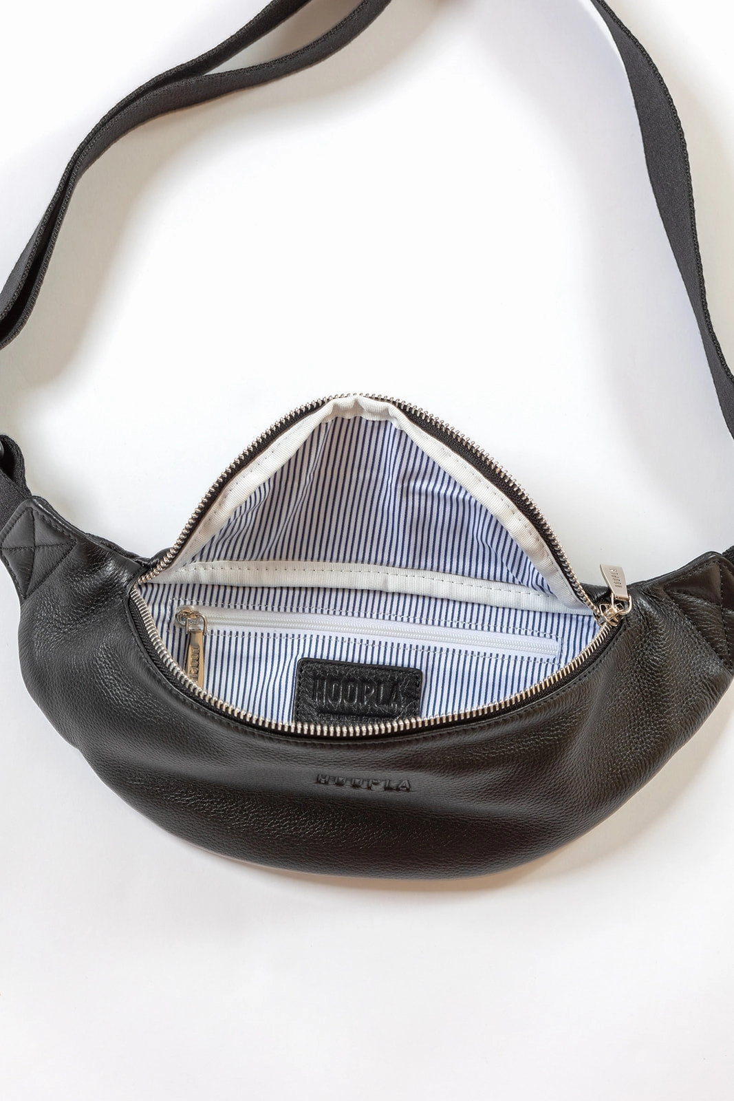 HOOPLA LEATHER CROSSBODY BUM BAG BLACK