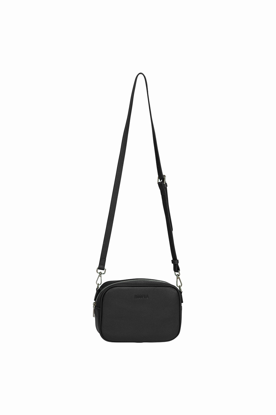 HOOPLA SOFT LEATHER CROSSBODY BOX BAG BLACK