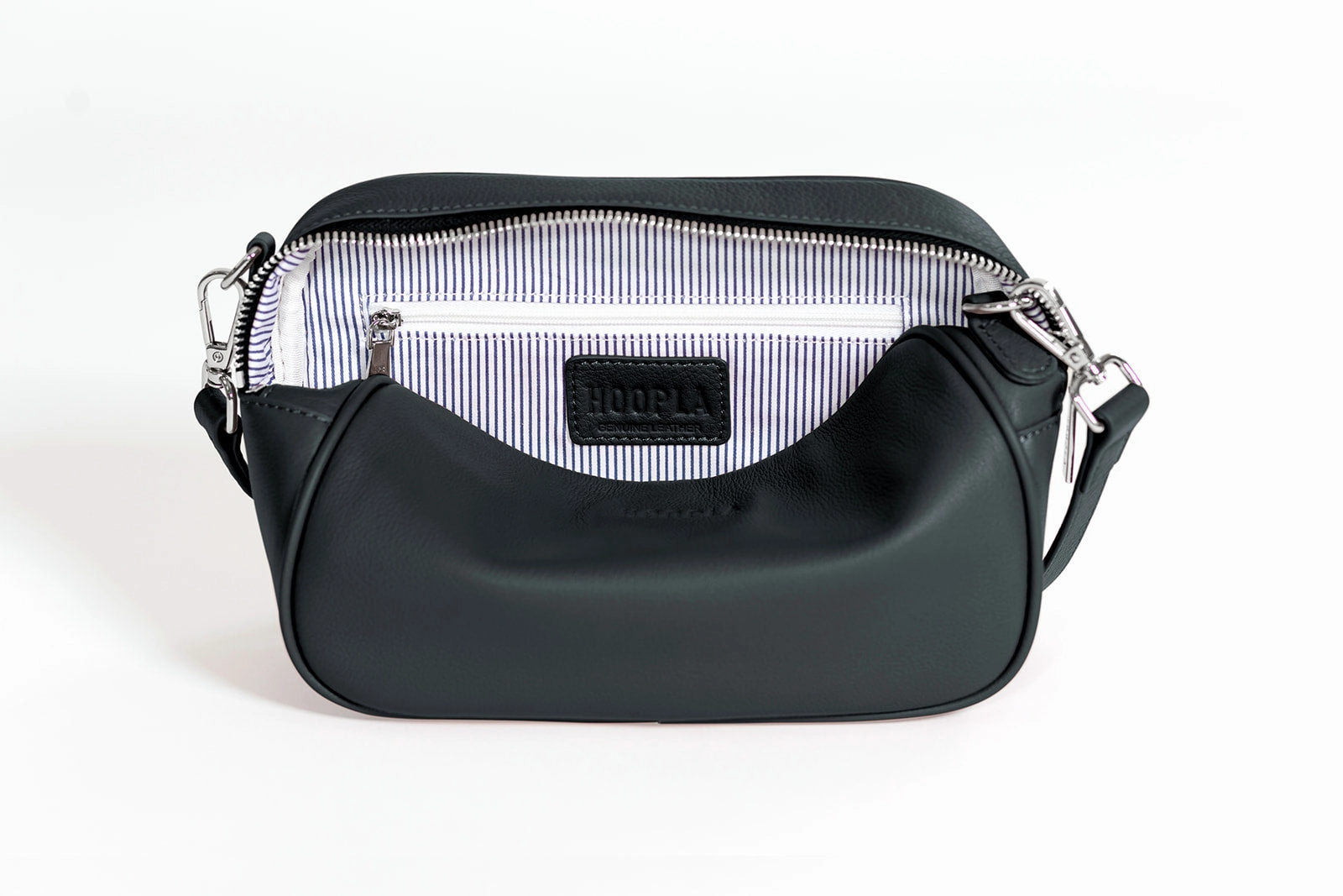 HOOPLA SOFT LEATHER CROSSBODY BOX BAG BLACK