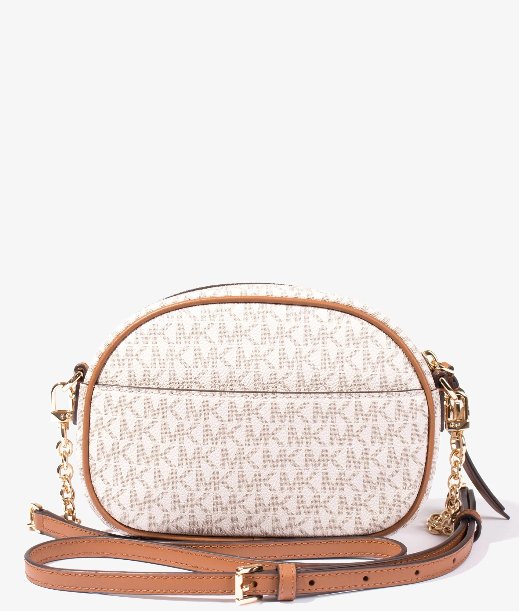 Jet set oval camera crossbody in vanilla & acorn