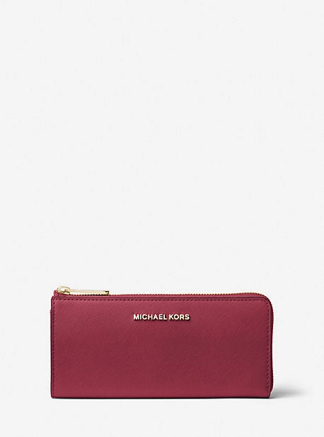 Jet Set Travel Large Saffiano Leather Quarter-Zip Wallet