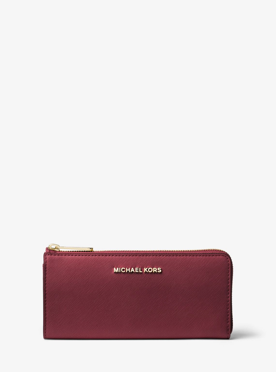 Jet Set Travel Large Saffiano Leather Quarter-Zip Wallet