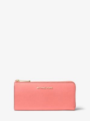 Jet Set Travel Large Saffiano Leather Quarter-Zip Wallet
