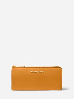 Jet Set Travel Large Saffiano Leather Quarter-Zip Wallet