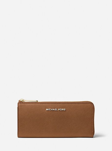 Jet Set Travel Large Saffiano Leather Quarter-Zip Wallet