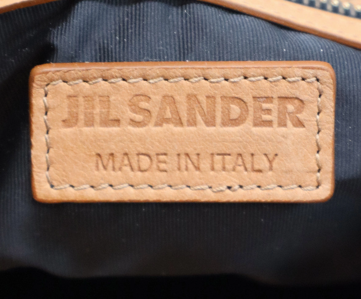 Jil Sander Brown Black & Coral Leather Satchel