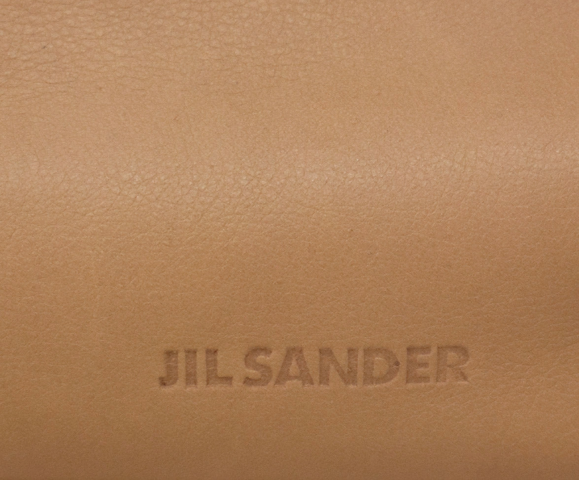 Jil Sander Brown Black & Coral Leather Satchel