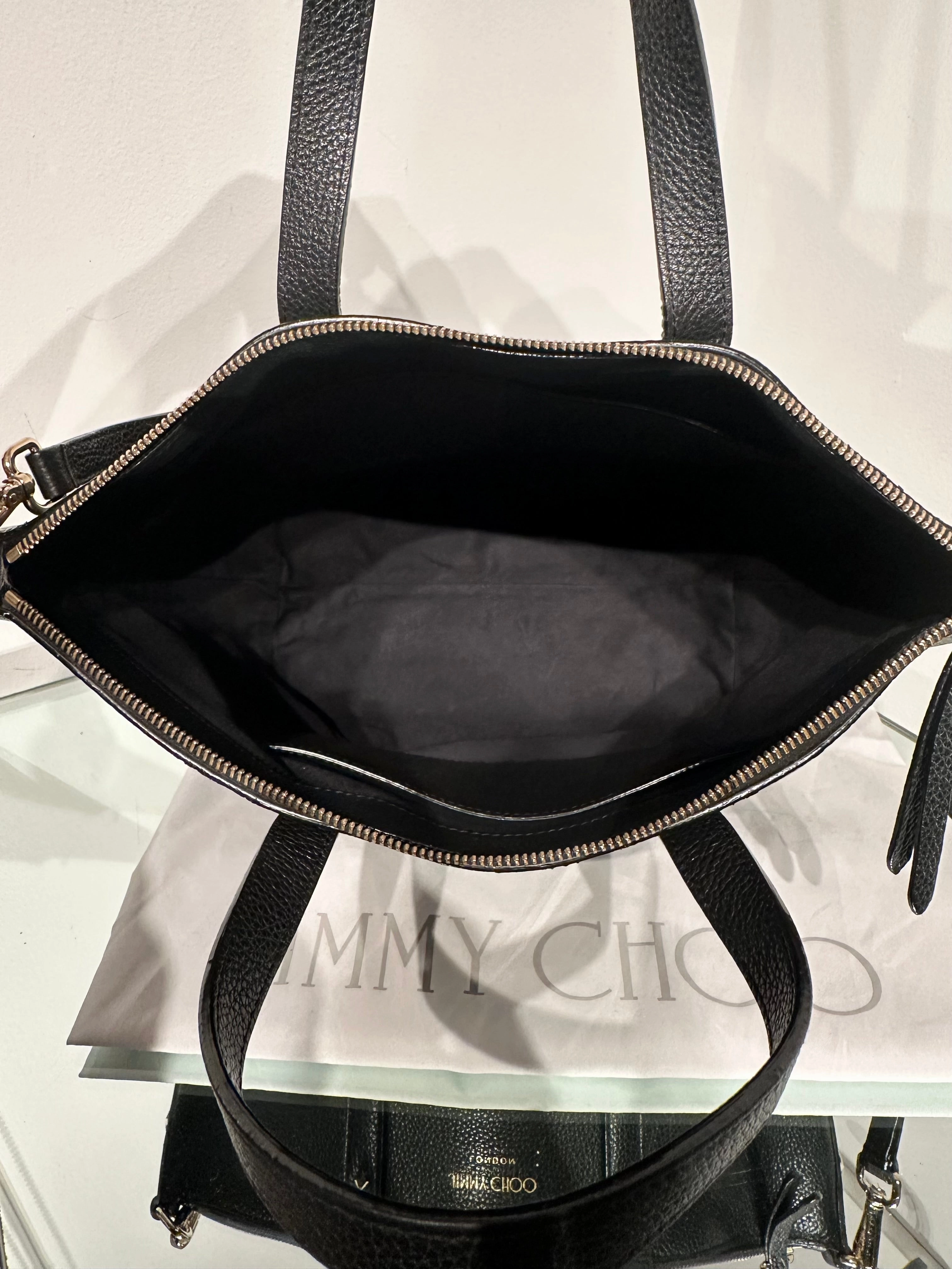 JIMMY CHOO Bria Leather Handle Shoulder Crossbody Tote