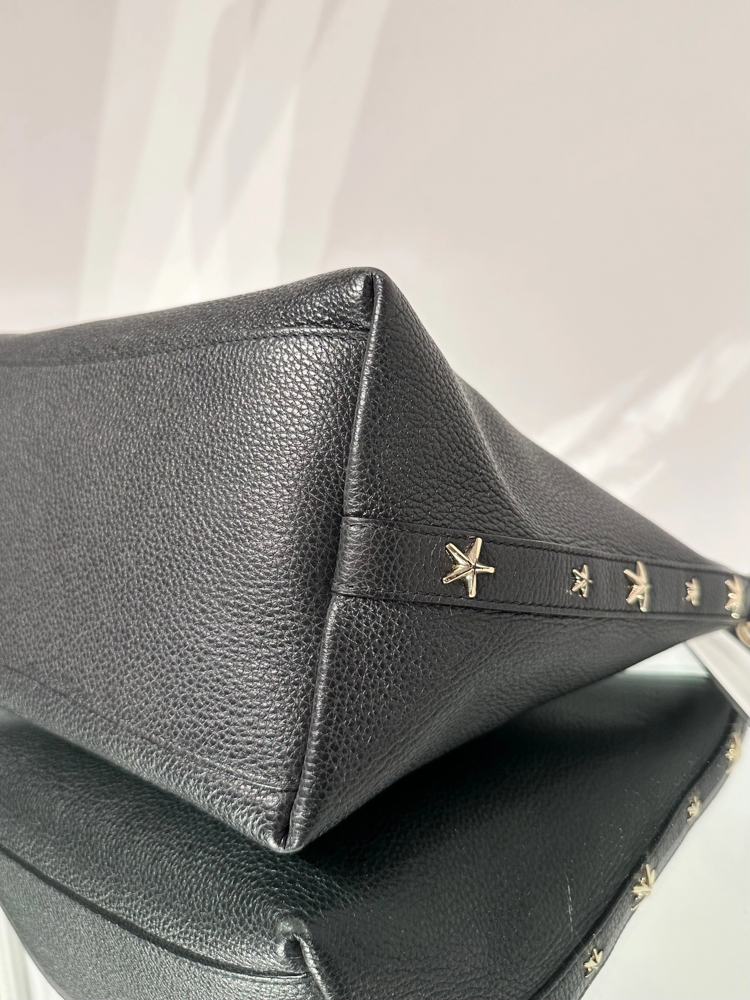 JIMMY CHOO Bria Leather Handle Shoulder Crossbody Tote