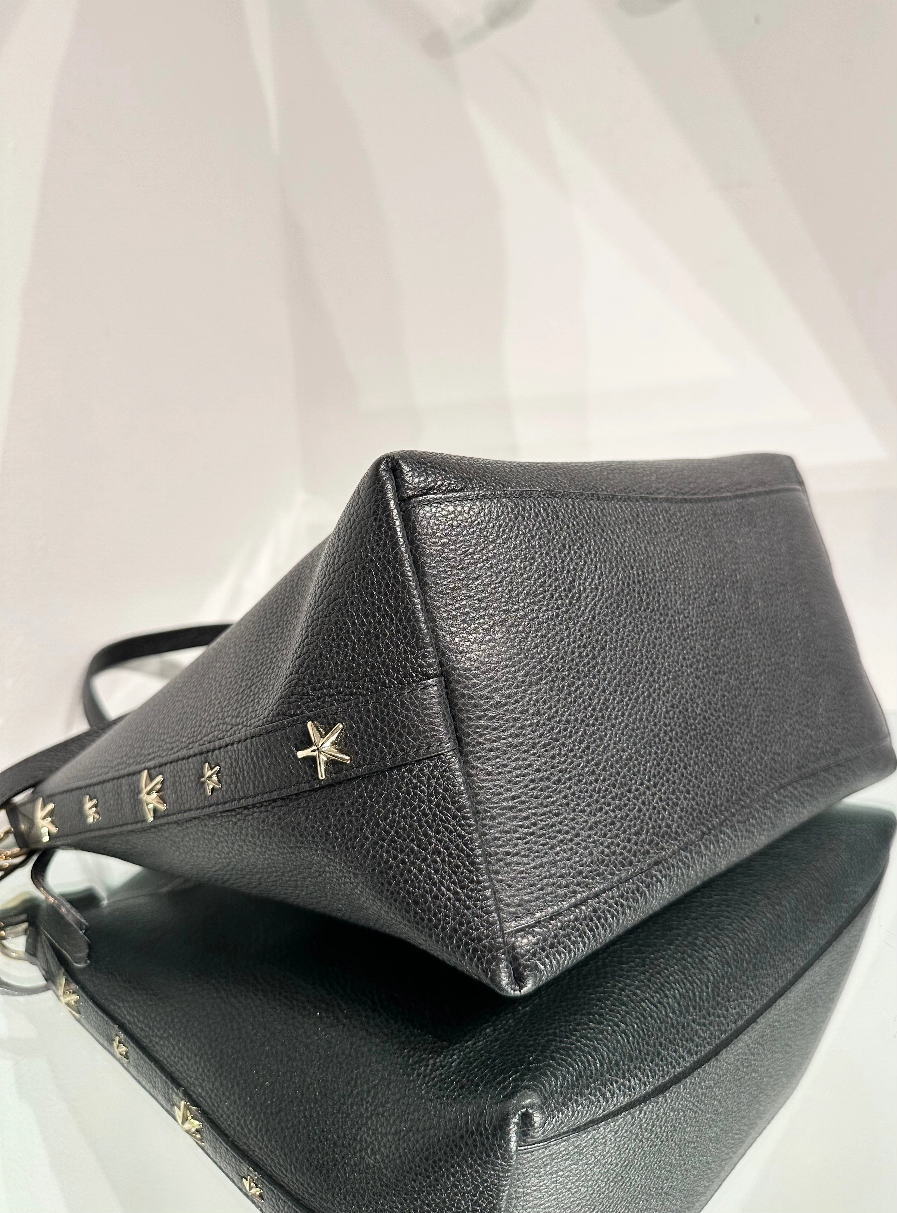 JIMMY CHOO Bria Leather Handle Shoulder Crossbody Tote