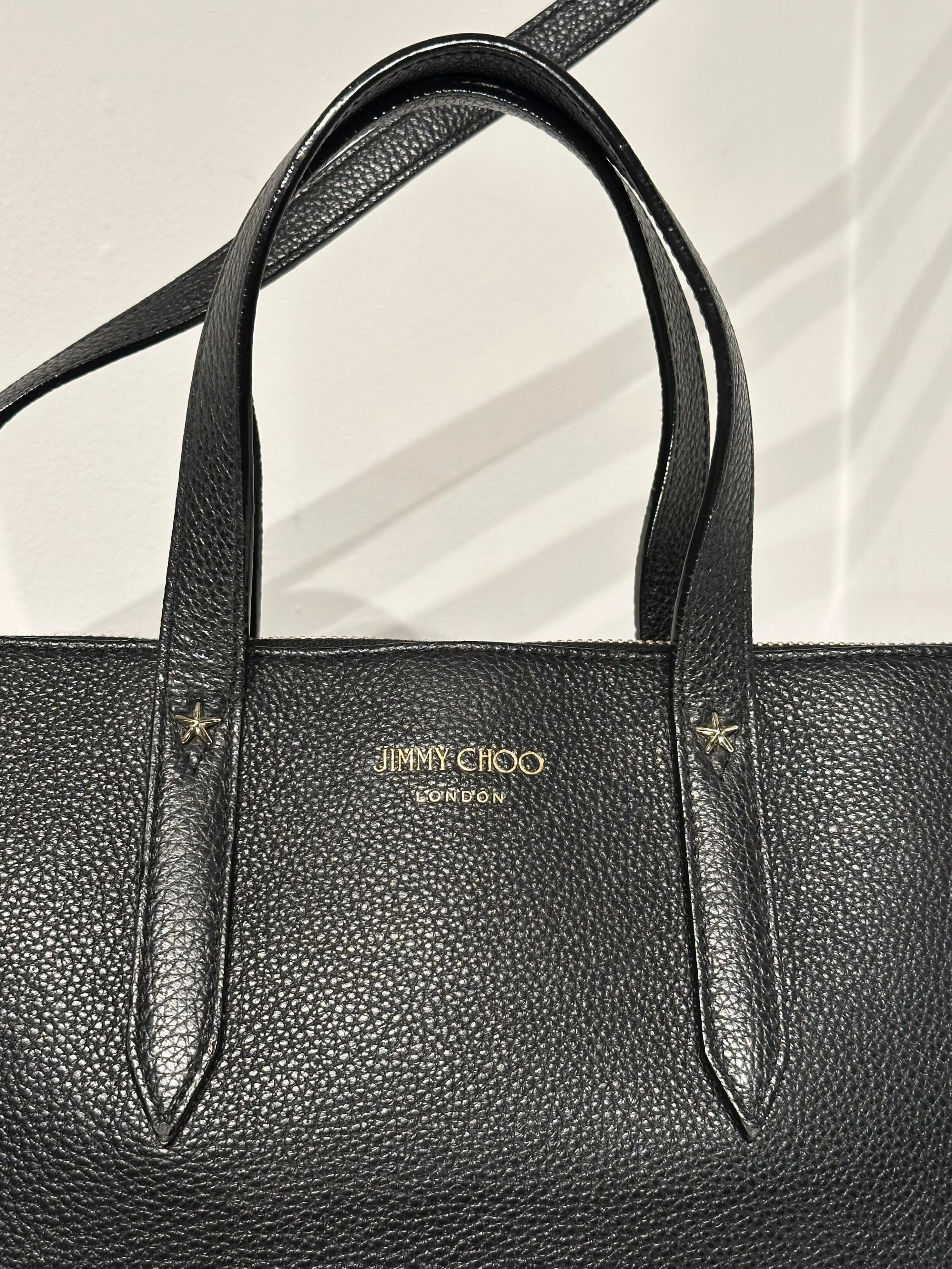 JIMMY CHOO Bria Leather Handle Shoulder Crossbody Tote