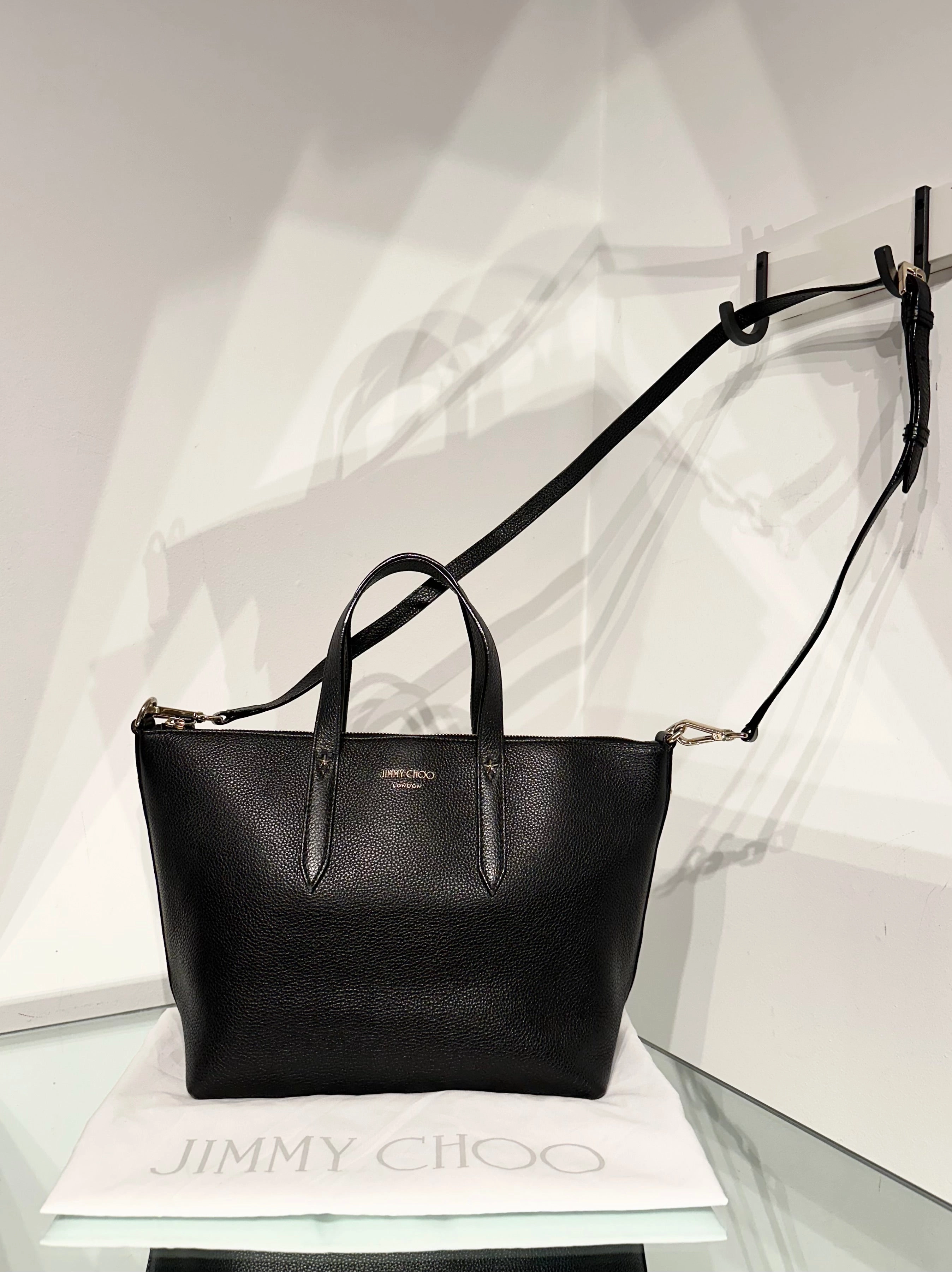 JIMMY CHOO Bria Leather Handle Shoulder Crossbody Tote
