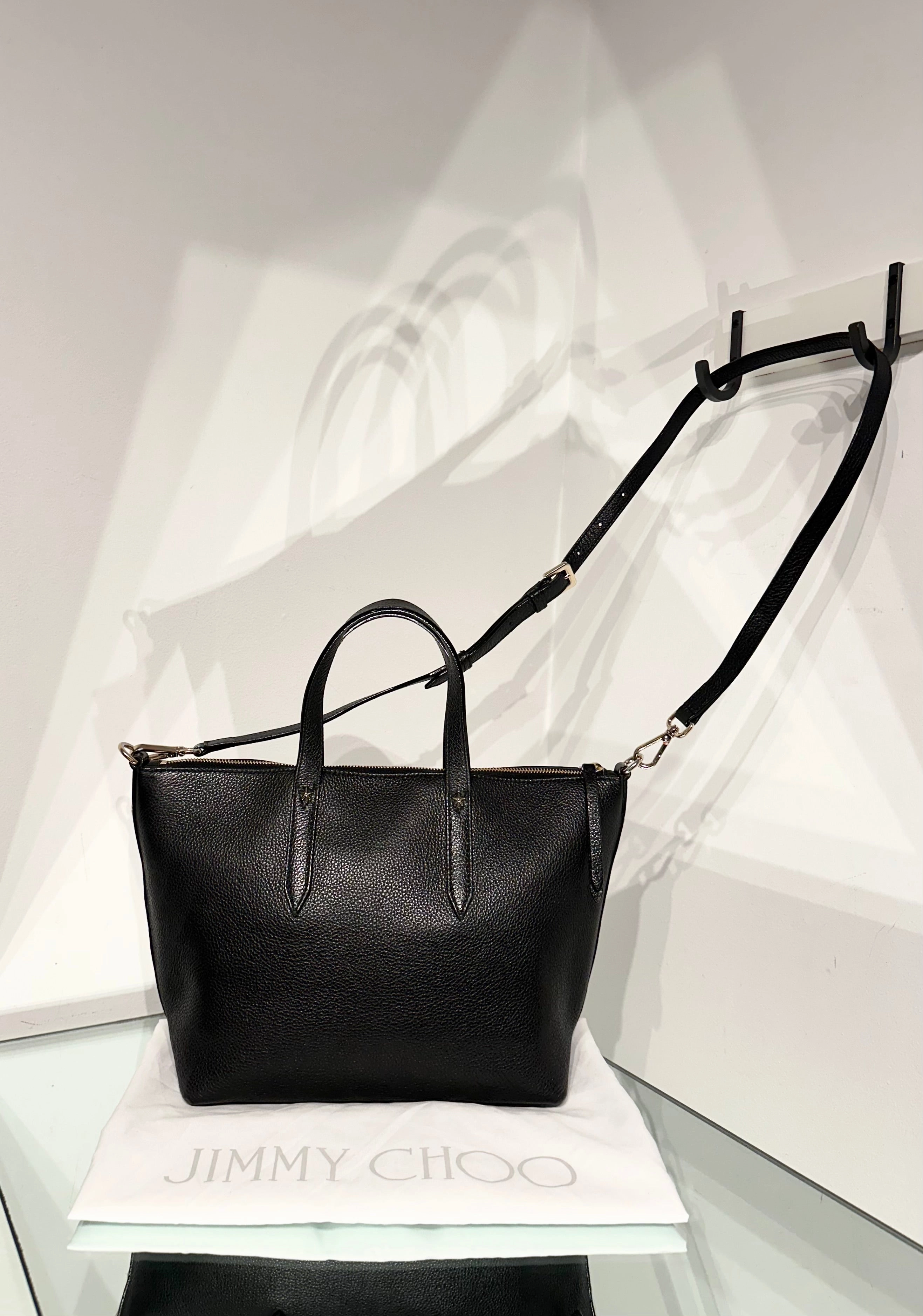 JIMMY CHOO Bria Leather Handle Shoulder Crossbody Tote