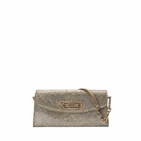 Jimmy Choo Silver Glitter Leather Clutch Bag