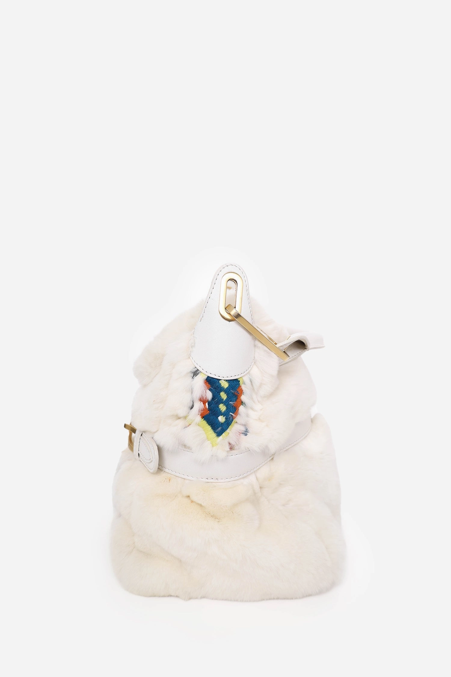 Jimmy Choo White Rabbit Fur Top Handle Bag
