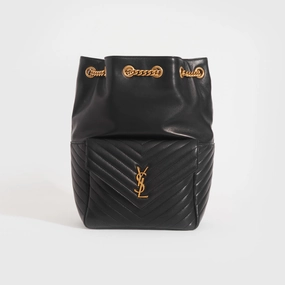 Joe Matelass Leather Backpack in Black
