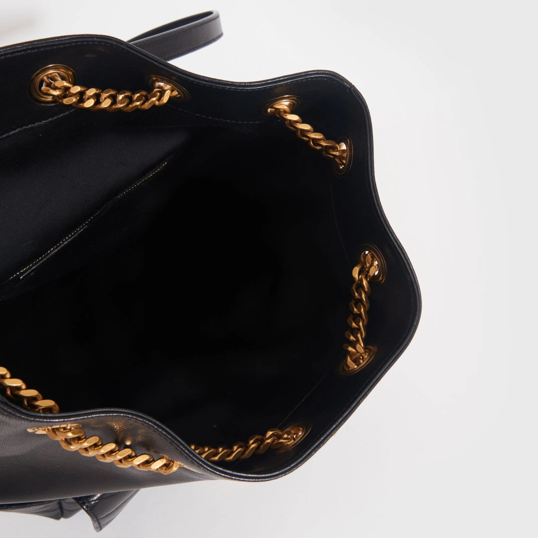 Joe Matelass Leather Backpack in Black