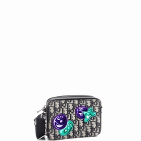Kenny Scharf Double Zip Crossbody Pouch Oblique Canvas with Applique