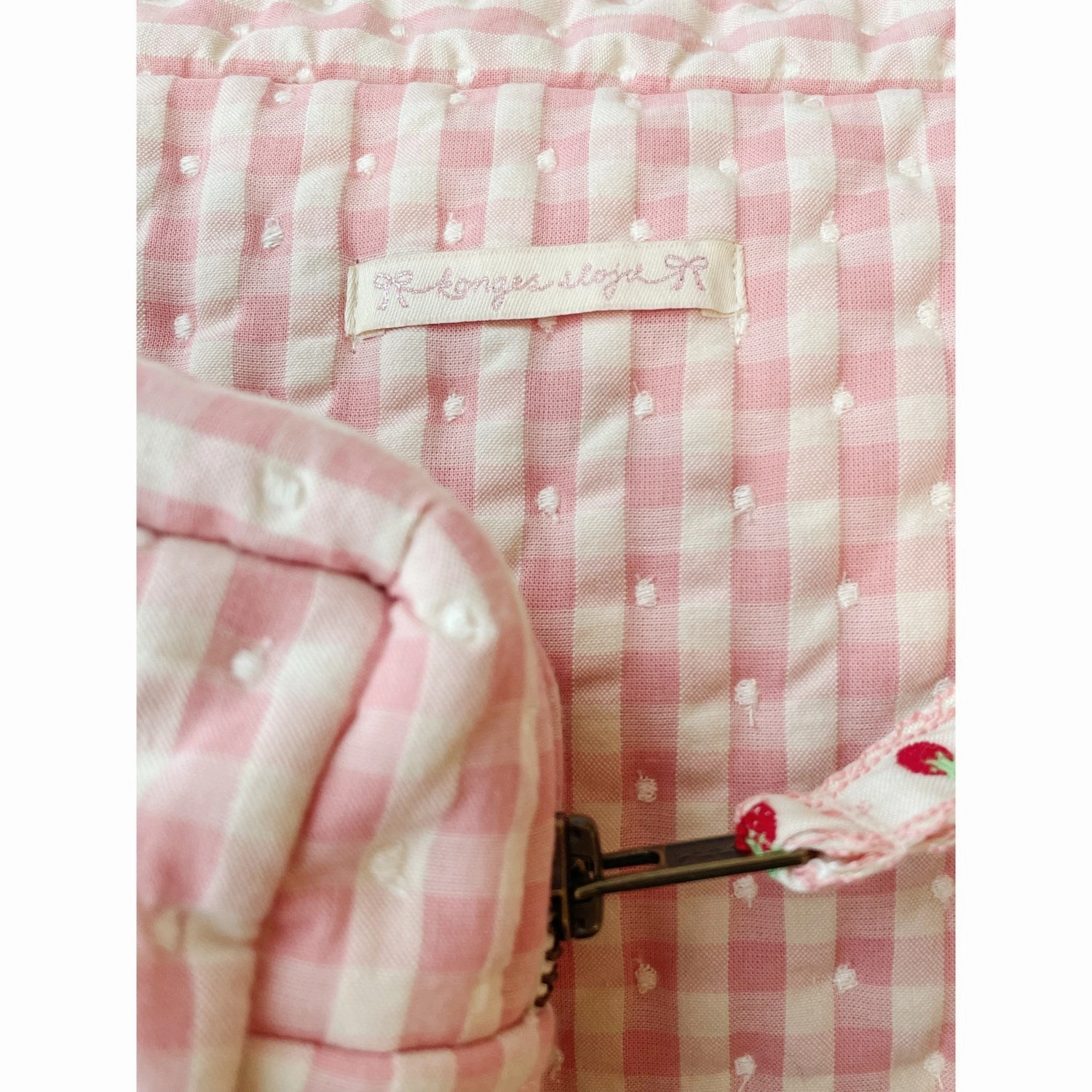Konges Sljd Powder Pink Check Seersucker Big Toiletry Bag