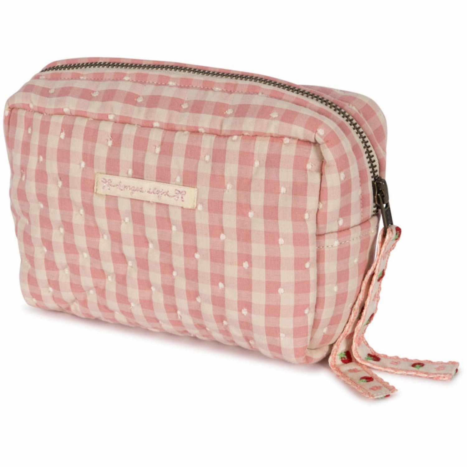 Konges Sljd Powder Pink Check Seersucker Small Toiletry Bag