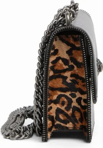 Kurt Geiger Mini Shoreditch Small Leather & Genuine Calf Hair Crossbody bag-Black