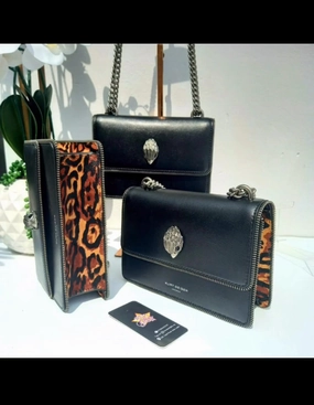 Kurt Geiger Mini Shoreditch Small Leather & Genuine Calf Hair Crossbody bag-Black