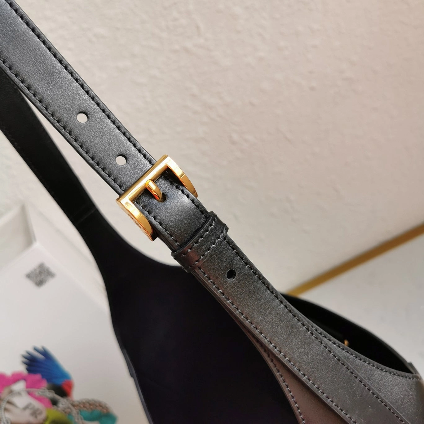 Large Leather Shoulder Bag With Topstitching Black Leather Shoulder Bag for Women