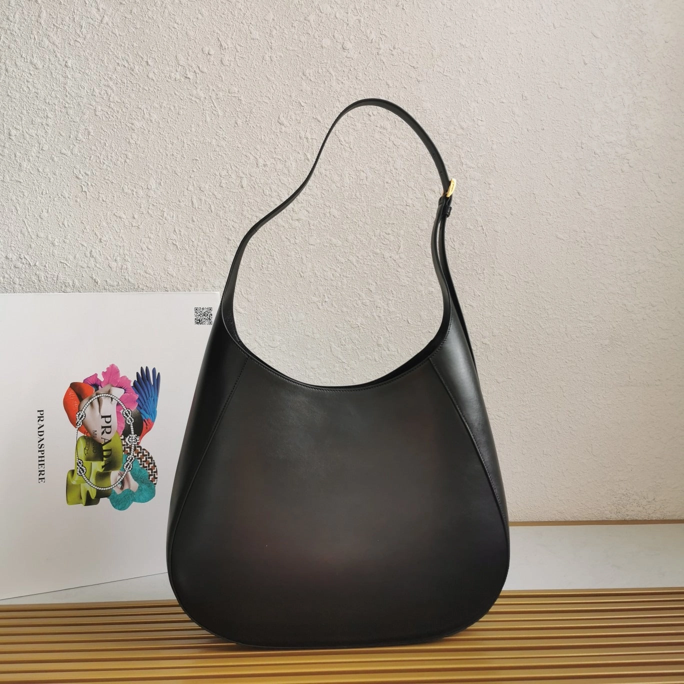 Large Leather Shoulder Bag With Topstitching Black Leather Shoulder Bag for Women