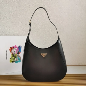 Large Leather Shoulder Bag With Topstitching Black Leather Shoulder Bag for Women