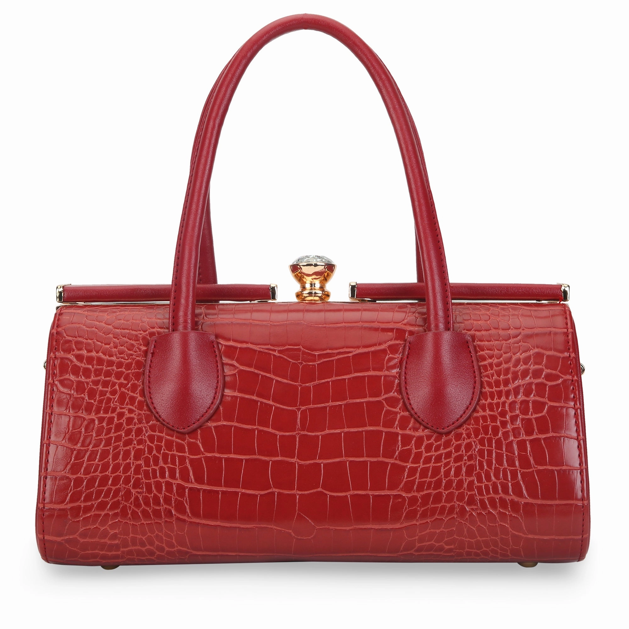 Lavie Luxe Dark Red Medium Women's Dazzle Frame Satchel Bag
