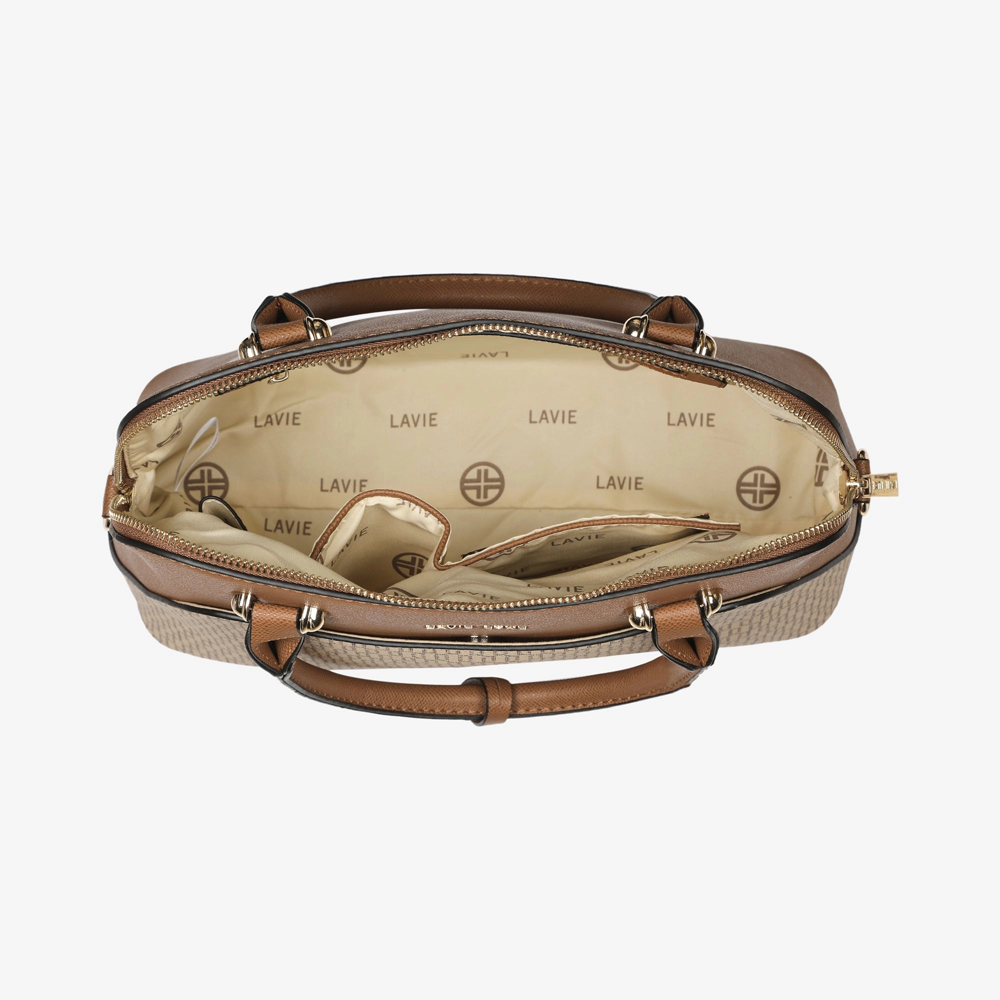 Lavie Luxe Monogram Valle24 Taupe Medium Women's Satchel