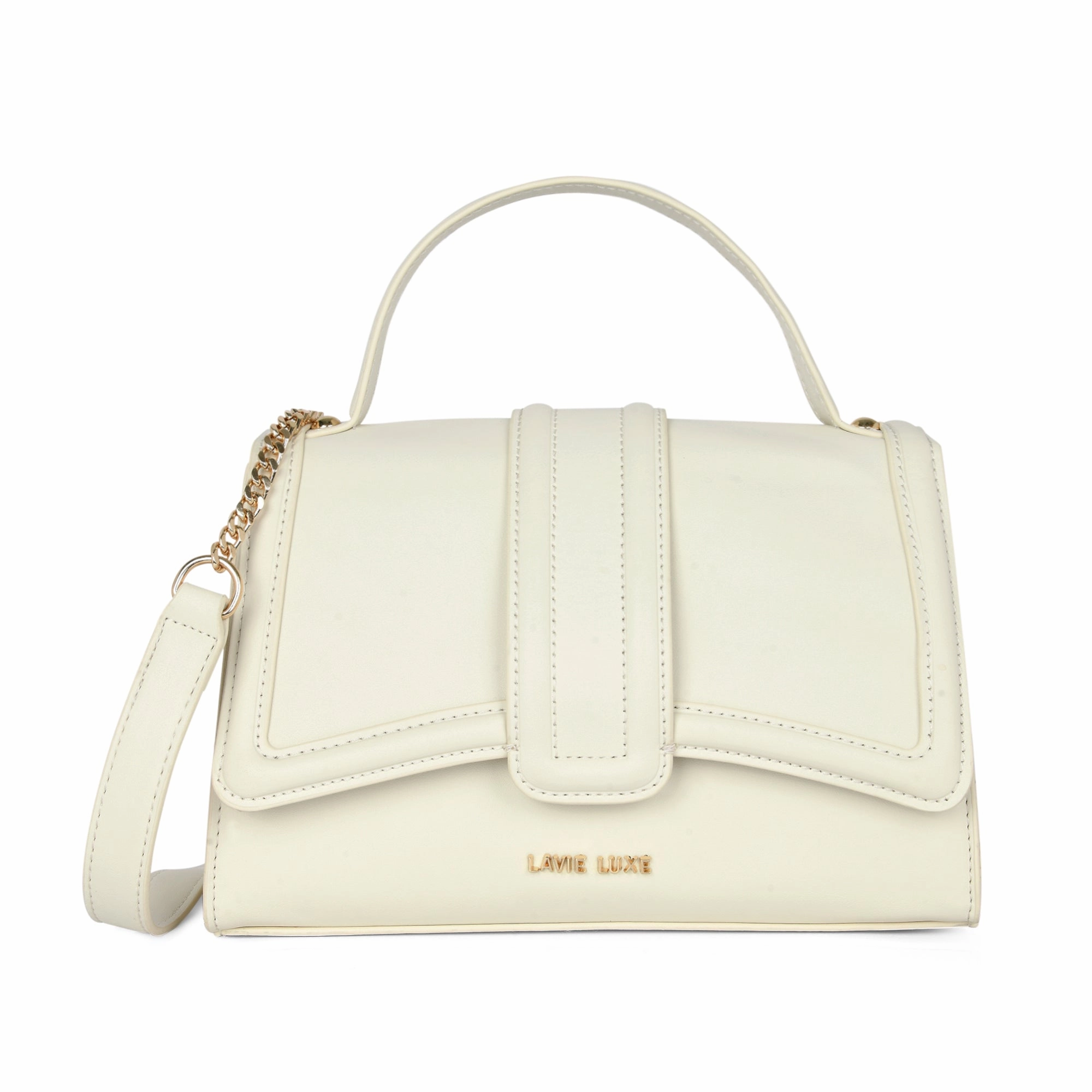 Lavie Luxe Off White Medium Women's Bubble Flap Satchel Bag