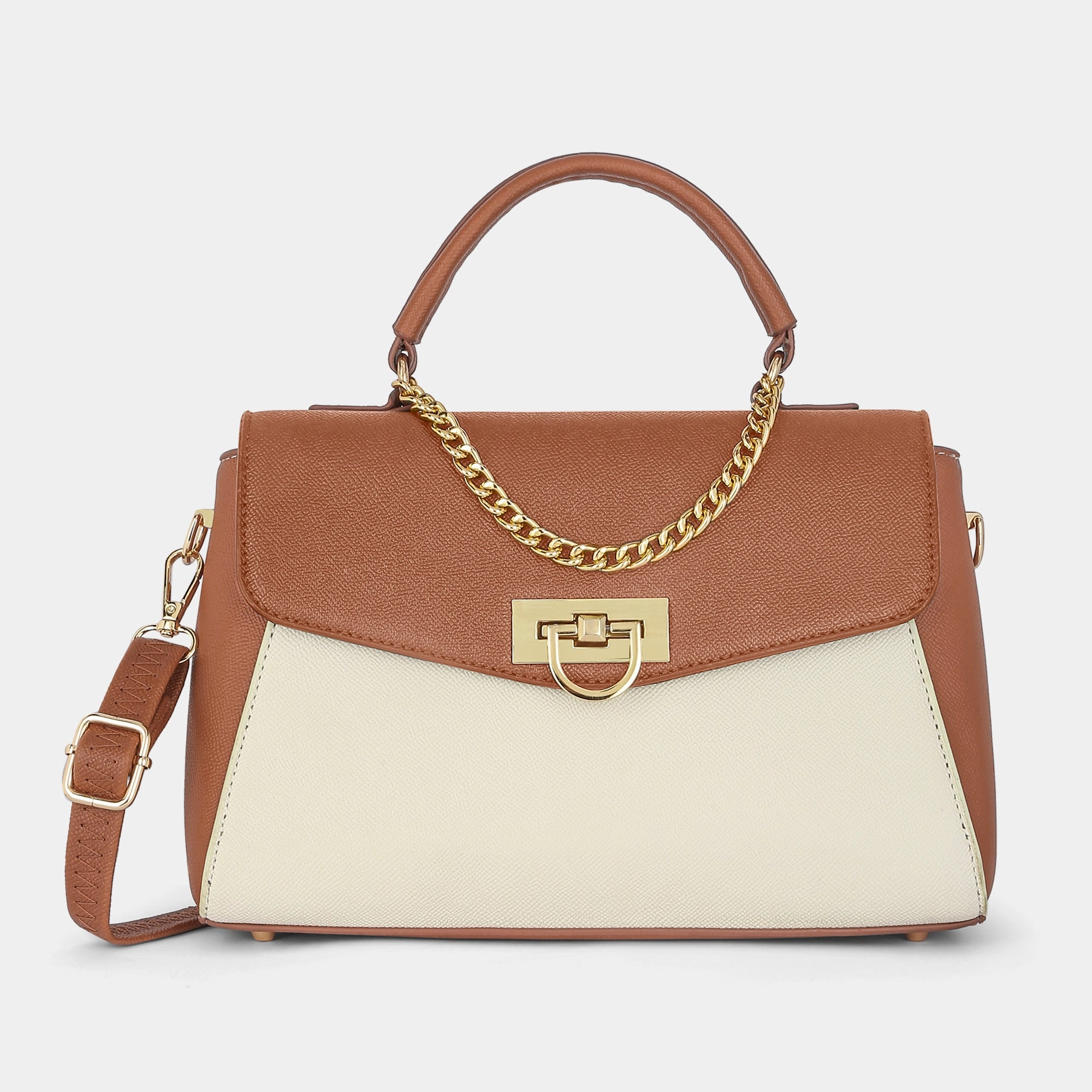 Lavie Luxe Pine Tan Small Women's Flap Satchel Handbag