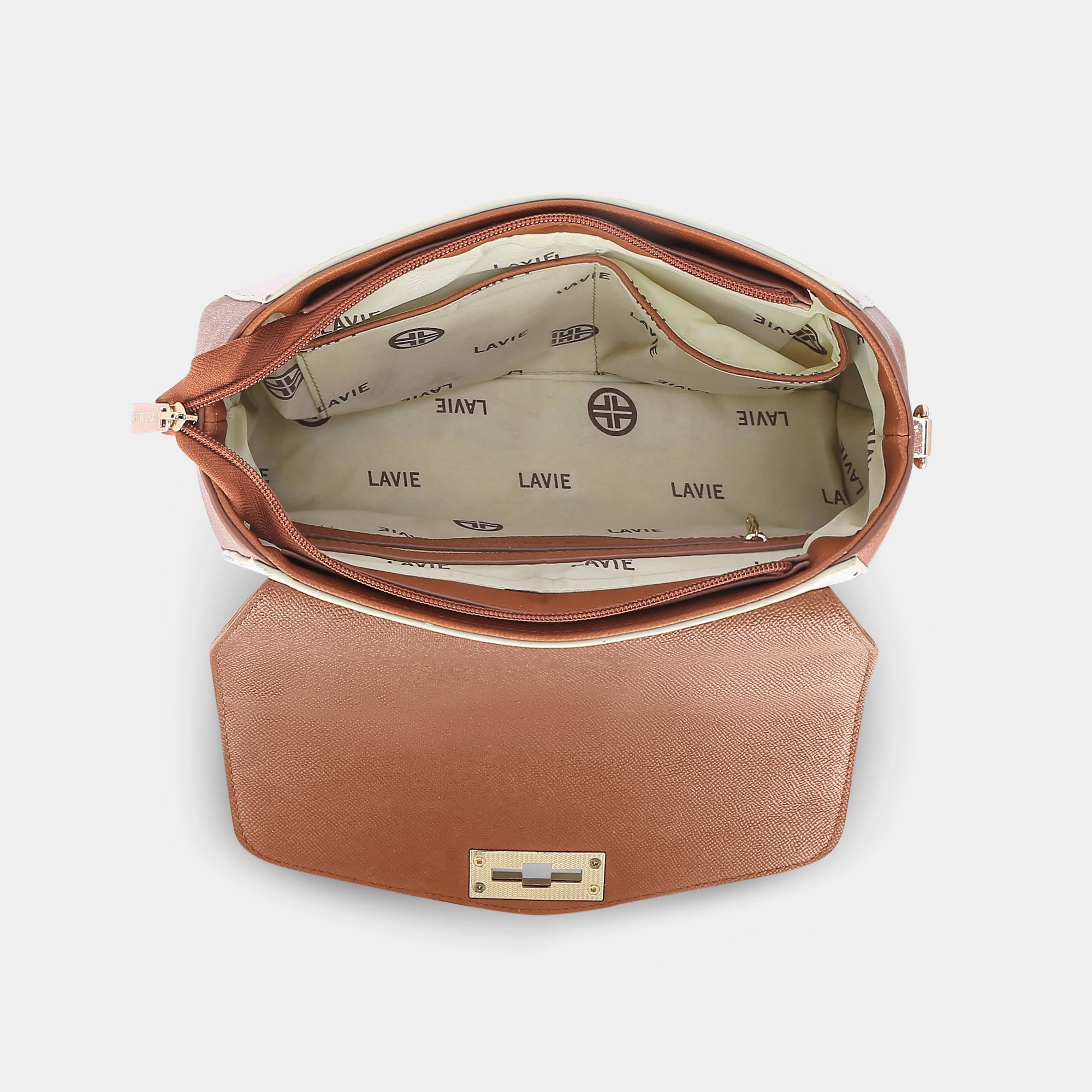 Lavie Luxe Pine Tan Small Women's Flap Satchel Handbag