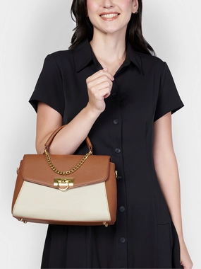 Lavie Luxe Pine Tan Small Women's Flap Satchel Handbag