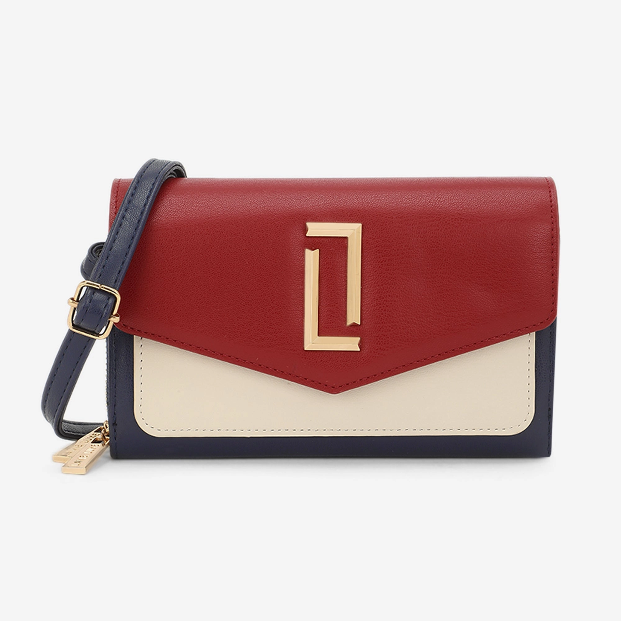 Lavie Luxe Sally24 Navy Large Women's horizontal 2 zip wallet
