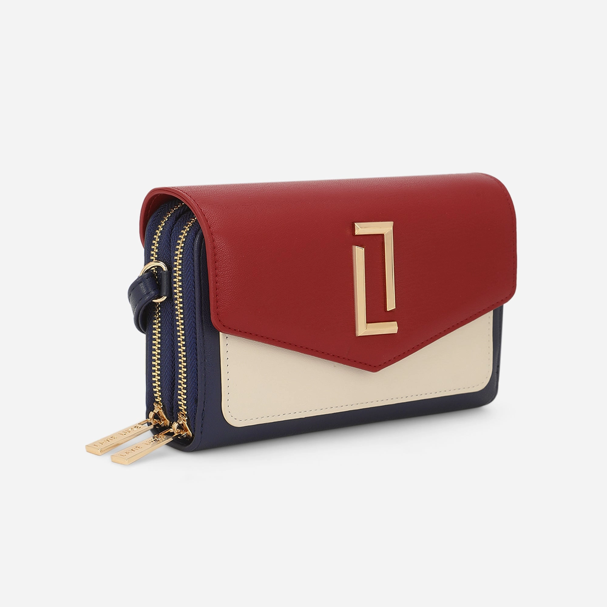 Lavie Luxe Sally24 Navy Large Women's horizontal 2 zip wallet
