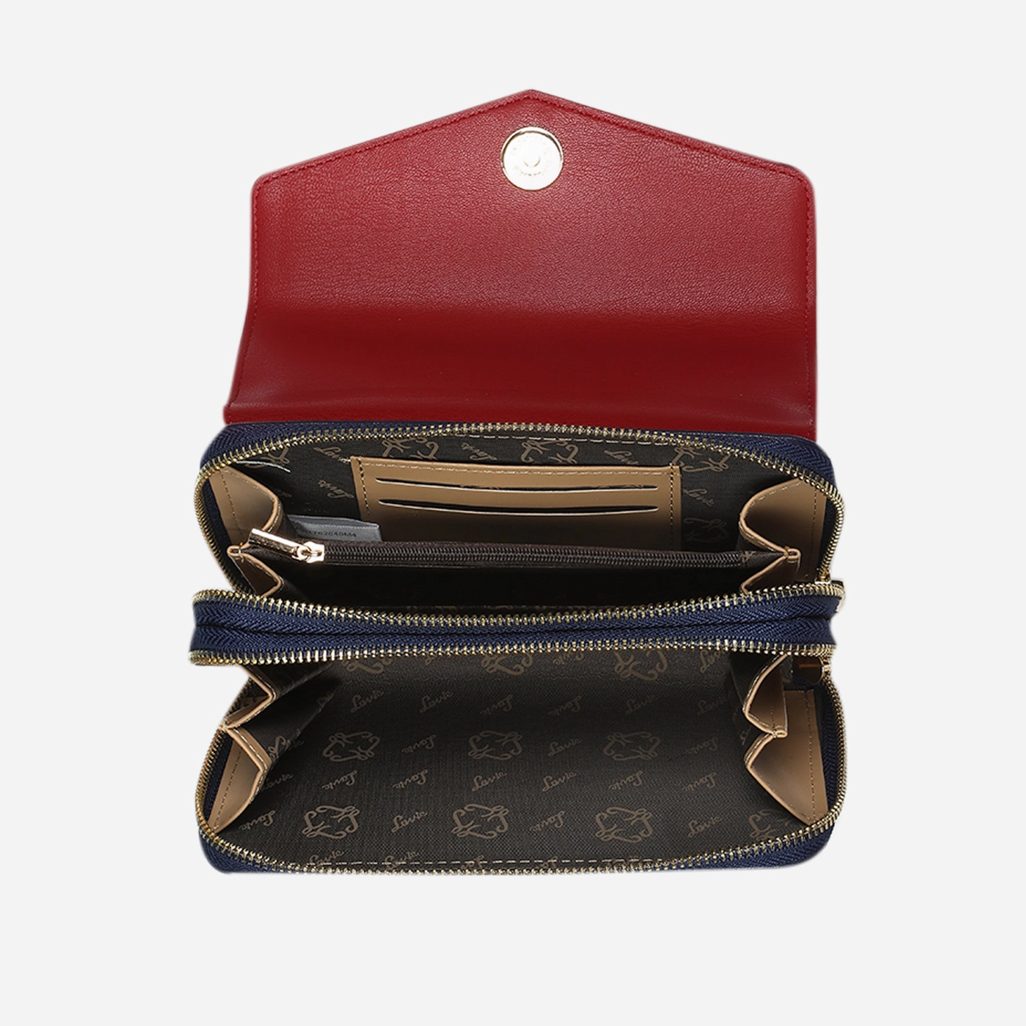 Lavie Luxe Sally24 Navy Large Women's horizontal 2 zip wallet
