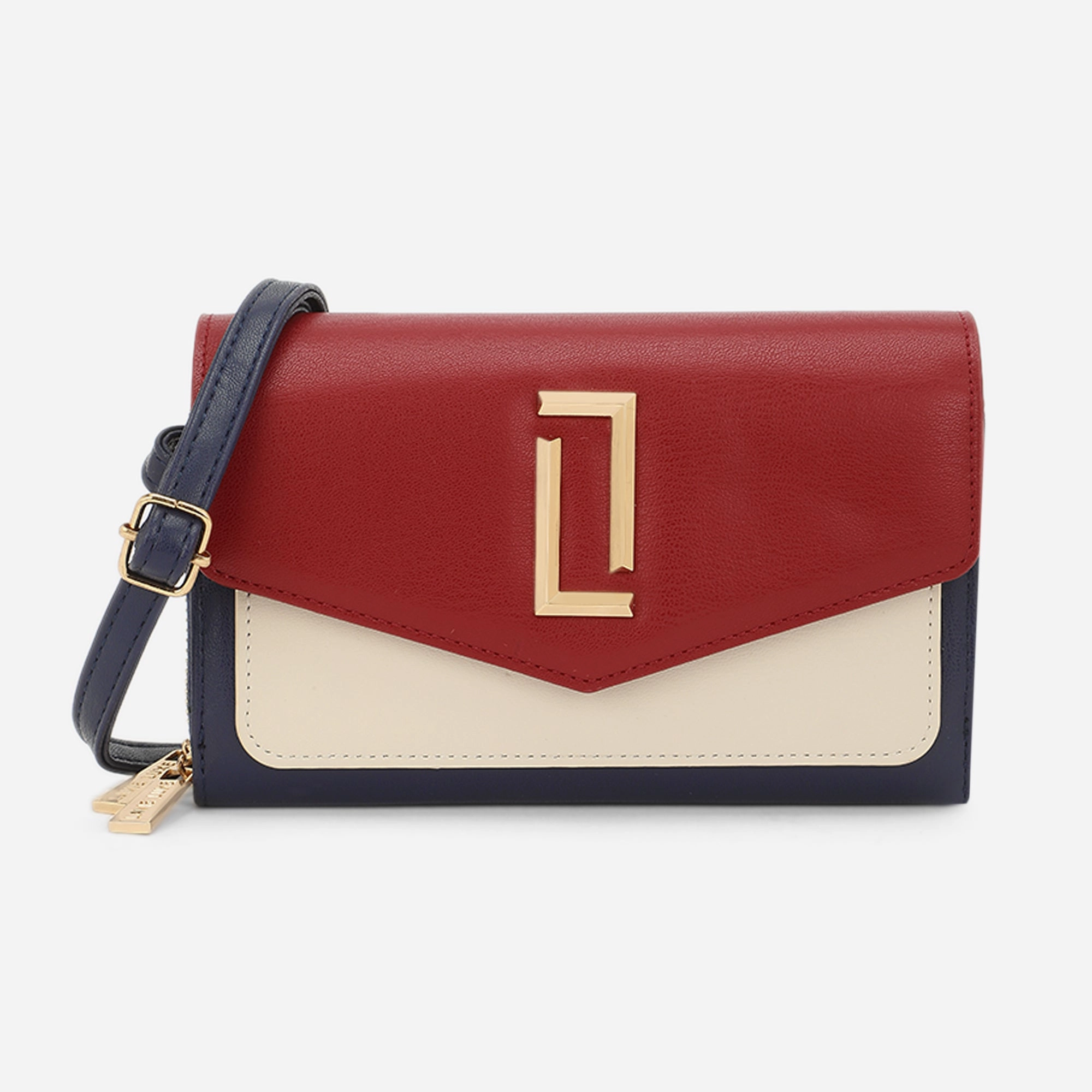 Lavie Luxe Sally24 Navy Large Women's horizontal 2 zip wallet