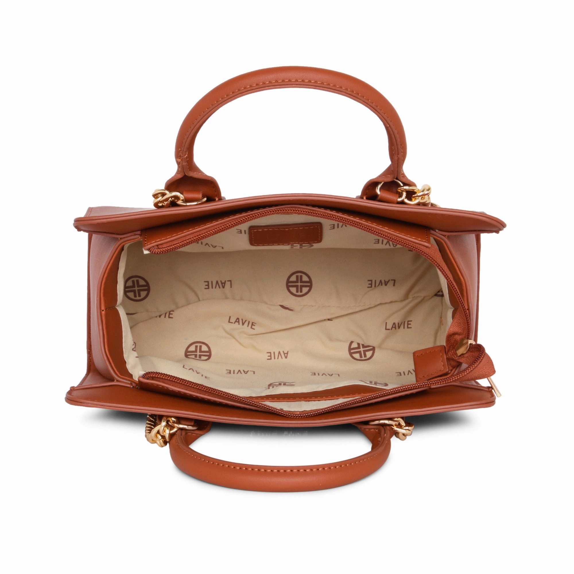 Lavie Luxe Tan Medium Women's Chain Satchel Bag