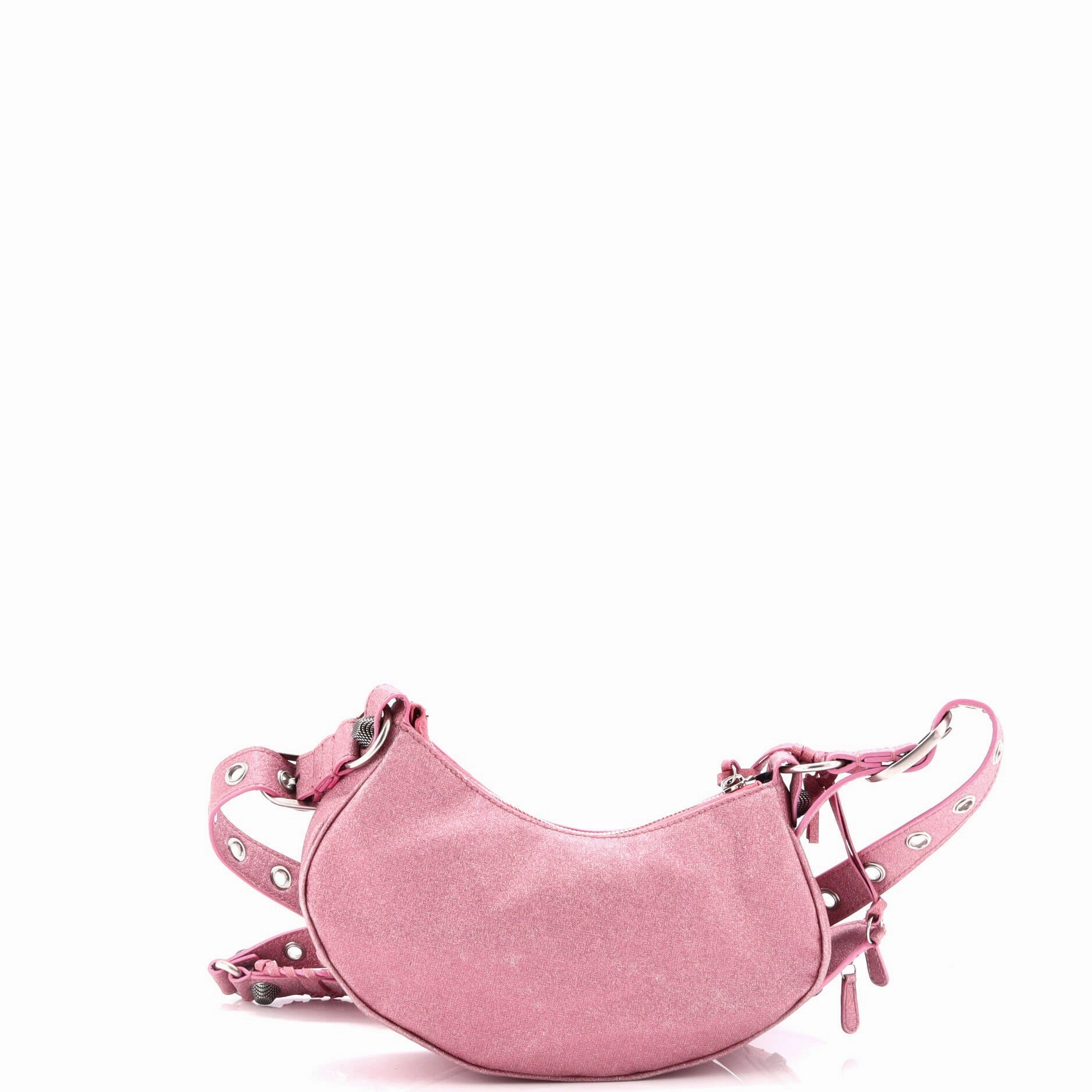 Le Cagole Giant Studs Shoulder Bag Glitter Leather XS