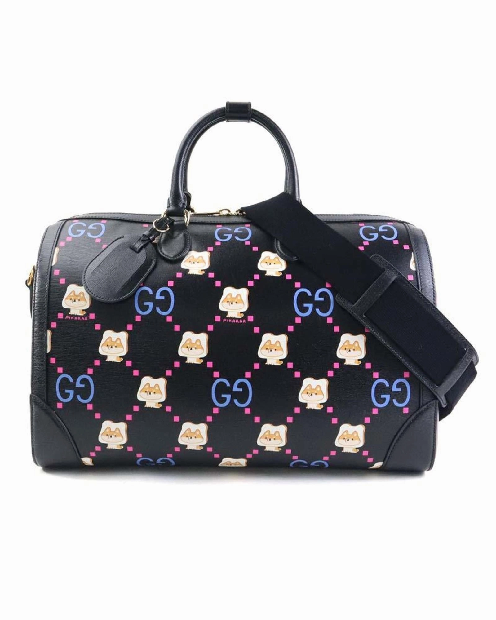 Leather Animalier Bag with Shoulder Strap and Padlock