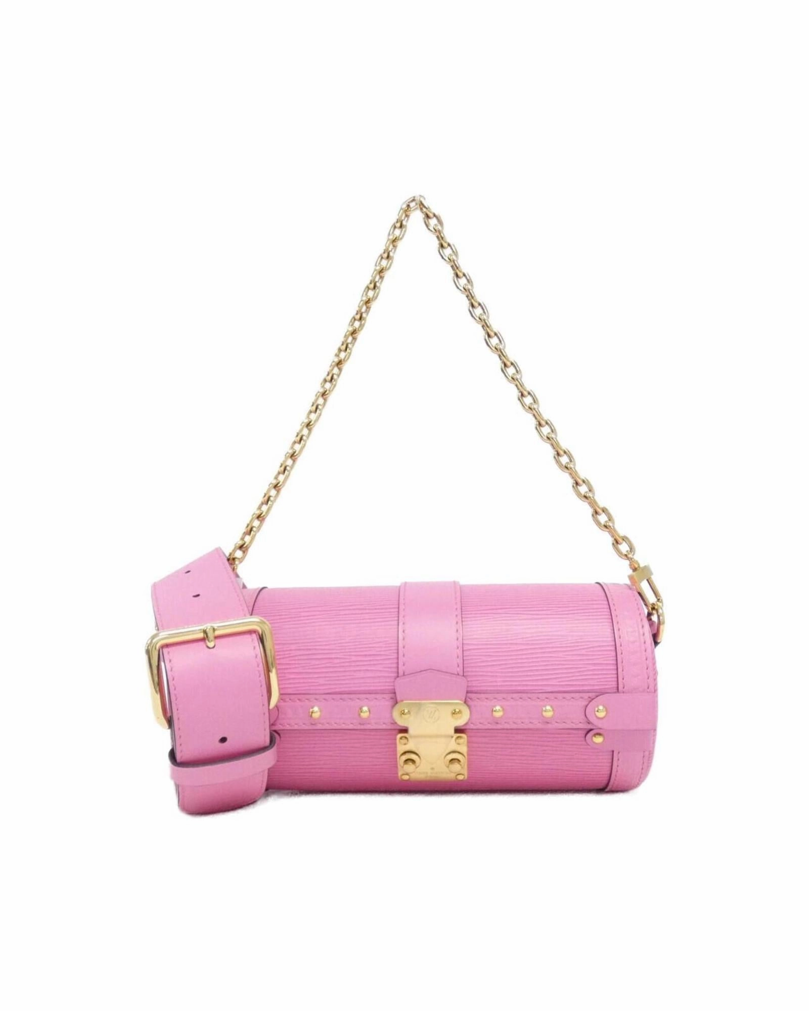 Leather Papillon Handbag with Shoulder Strap