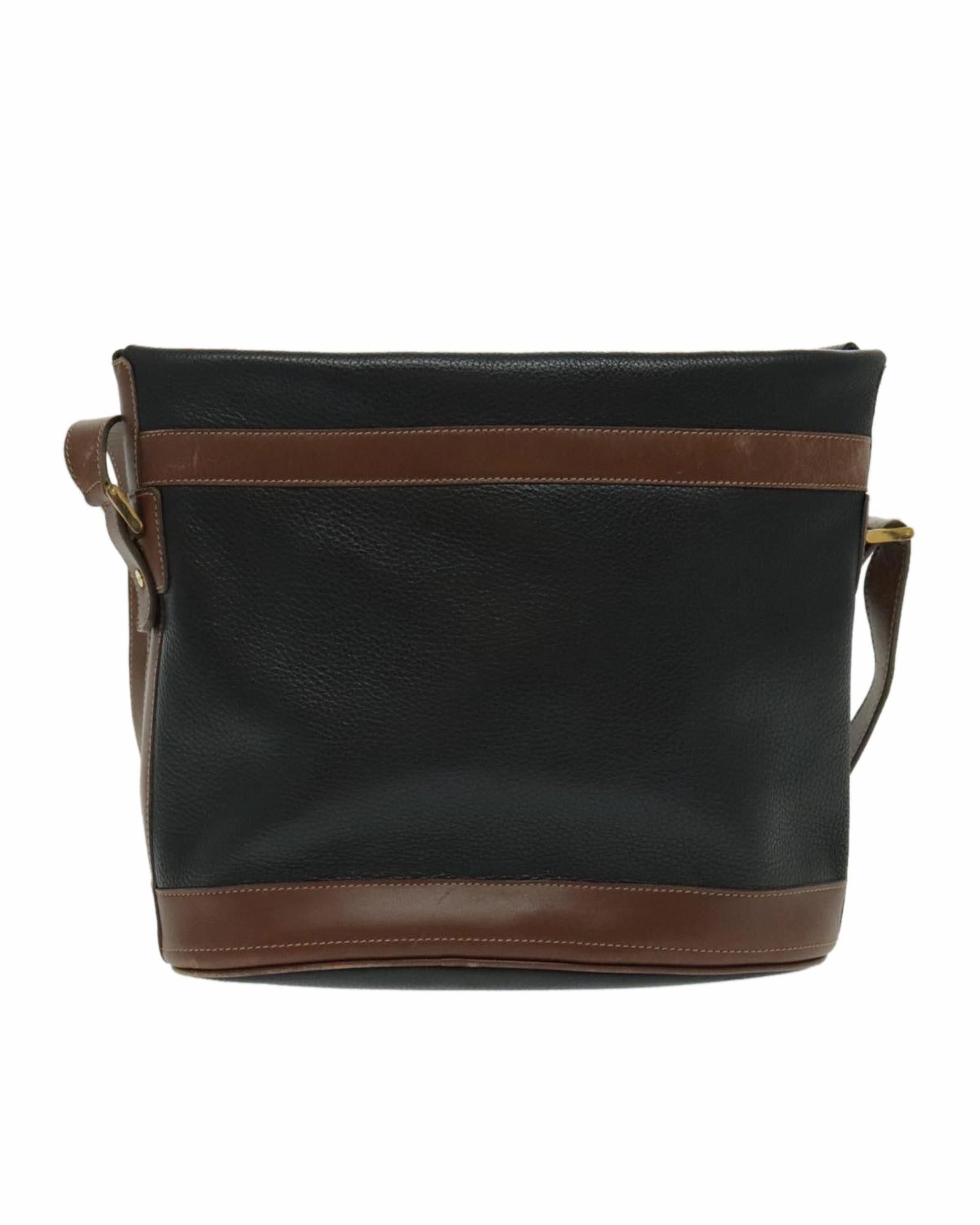 Leather Shoulder Bag with Gold Accents