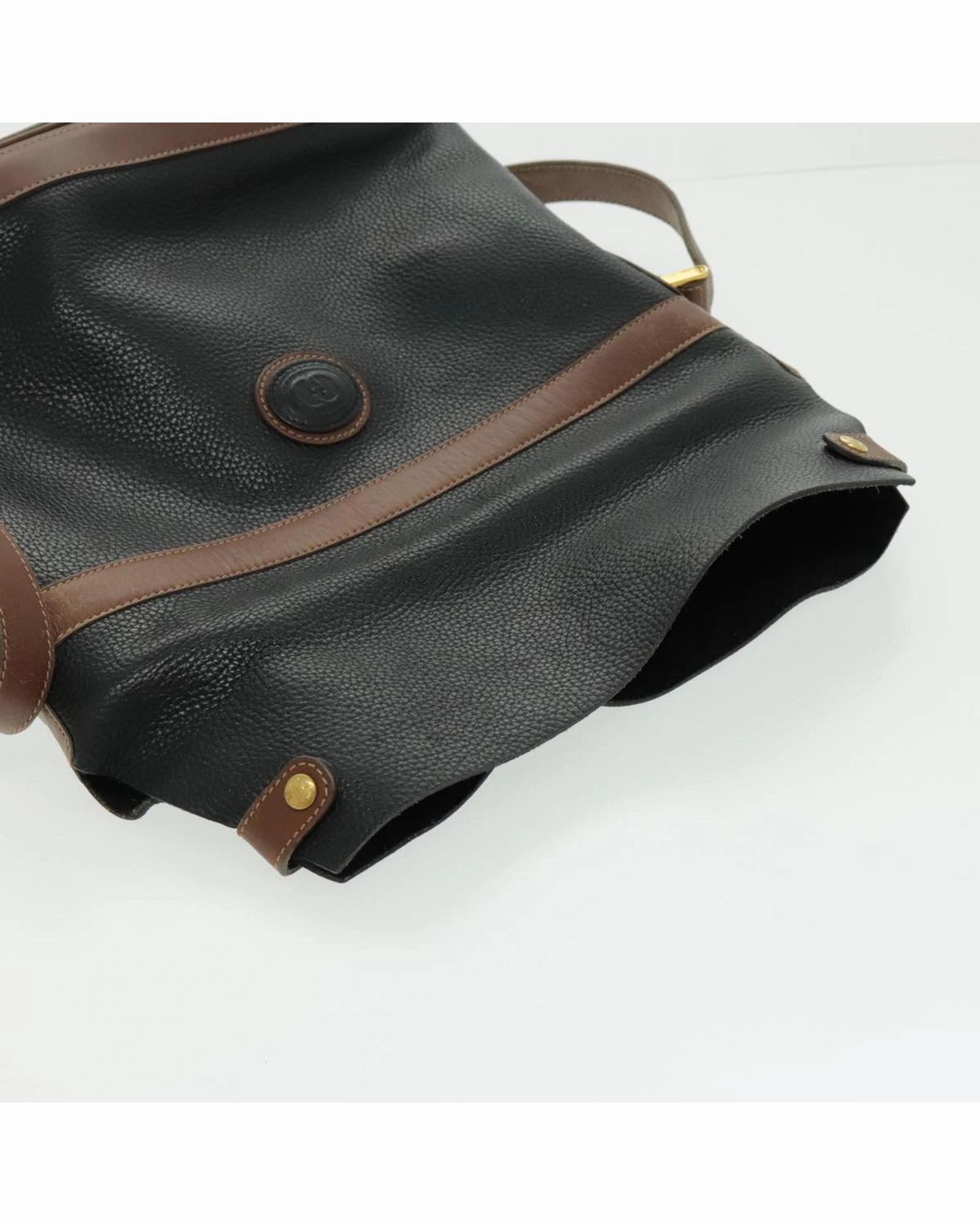 Leather Shoulder Bag with Gold Accents