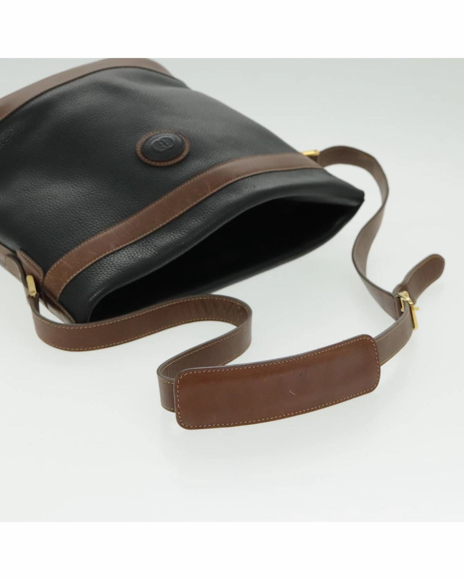 Leather Shoulder Bag with Gold Accents