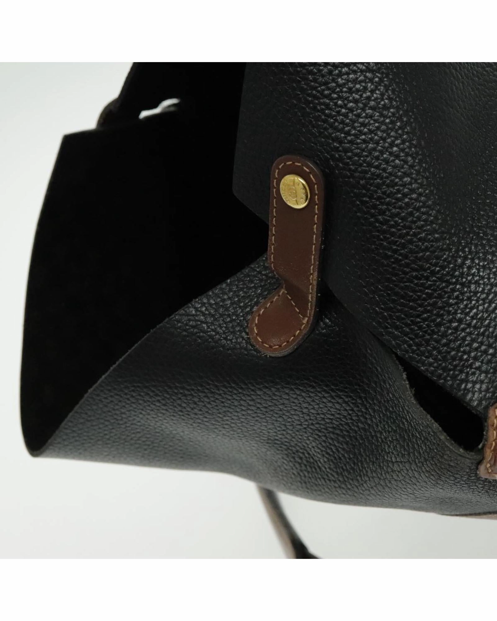 Leather Shoulder Bag with Gold Accents